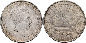GERMANY. Sachsen, Königreich. Anton, 1827-1836. Taler 1834 G (Silver, 37 mm, 28.06 g, 1 h), Dresden. ANTON V.G.G. KOENIG VON SACHSEN Bare head of Anto...