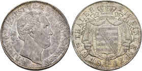 GERMANY. Sachsen, Königreich. Friedrich August II, 1836-1854. Taler 1842 G (Silver, 34 mm, 21.76 g, 11 h), Dresden. FRIEDRICH AUGUST V.G.G.KOENIG V.SA...