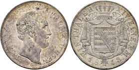 GERMANY. Sachsen, Königreich. Friedrich August II, 1836-1854. Taler 1843 G (Silver, 34 mm, 22.23 g, 12 h), Dresden. FRIEDRICH AUGUST V.G.G.KOENIG V.SA...