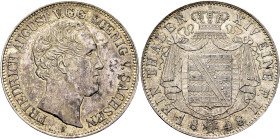 GERMANY. Sachsen, Königreich. Friedrich August II, 1836-1854. Taler 1848 G (Silver, 34 mm, 22.19 g, 12 h), Dresden. FRIEDRICH AUGUST V.G.G.KOENIG V.SA...