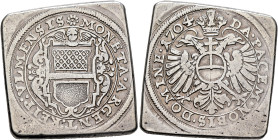 GERMANY. Ulm (Stadt). Guldenklippe 1704 (Silver, 28x27 mm, 14.15 g), necessity coinage, struck during the War of Spanish Succession. ✱MONETA•ARGENT:RE...