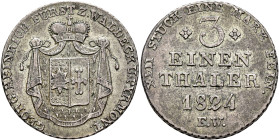 GERMANY. Waldeck-Pyrmont. Georg Heinrich, 1813-1845. 1/3 Taler 1824 (Silver, 27 mm, 8.71 g, 12 h), Arolsen. GEORG HEINRICH FÜRST Z. WALDECK U. PYRMONT...
