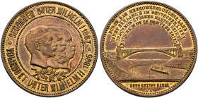 GERMANY. Kaiserreich. Preußen. Wilhelm II, 1888-1918. Medal 1895 (Gilt Bronze, 36 mm, 16.81 g, 12 h), on the Completion of the Kiel Canal. By Wilhelm ...