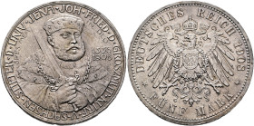 GERMANY. Kaiserreich. Sachsen-Weimar-Eisenach. Wilhelm Ernst, 1901-1918. 5 Mark 1908 (Silver, 38 mm, 27.79 g, 12 h), Berlin. JOH. FRIED. D. GROSZMÜT. ...