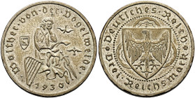 GERMANY. Weimarer Republik. 1918-1933. 3 Reichsmark 1930 J (Silver, 30 mm, 14.96 g, 12 h), on the 700th Anniversary of the Death of Walther von der Vo...