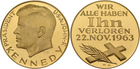 GERMANY. Bundesrepublik Deutschland. 1949-present. Medal 1963 (Gold, 32 mm, 17.54 g, 12 h), struck to commemorate the death of John F. Kennedy. By F. ...