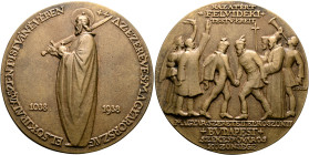 HUNGARY. Magyar Királyság (Kingdom of Hungary). Horthy Miklós, Regent, 1920-1944. Medal 1938 (Bronze, 83 mm, 185.10 g, 12 h), on the 1000th Anniversar...