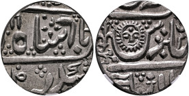 INDIA, Princely States. Indore, in the name of Shah Alam II, AH 1172-1220 / AD 1759-1806. Rupee AH 1216 = AD 1801/2 (Silver, 21 mm, 11.1 g, 10 h), Mal...