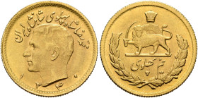 IRAN, Pahlavis. Muhammad Reza Shah, AH 1320-1358 / AD 1941-1979. 1/2 Pahlavi SH 1340 = 1961 (Gold, 19 mm, 4.10 g, 12 h), Tehran. محمّد رضا شاه پهلوی ش...