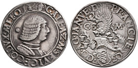 ITALY. Milano (Duchi). Galeazzo Maria Sforza, 1466-1476. Testone (Silver, 28 mm, 9.58 g, 8 h). GALEAZ•M•SF•VICECOS•DVX•MLI•QIT' Cuirassed bust of Gale...