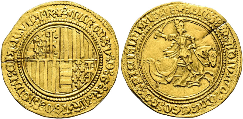 ITALY. Napoli (Regno). Alfonso I d'Aragona, 1442-1458. Ducato e mezzo (Gold, 29 ...