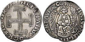 ITALY. Napoli (Regno). Ferdinando I (Don Ferrante), 1458-1494. Coronato (Silver, 29 mm, 3.89 g, 12 h), Napoli M (mint master A. Miroballo), 1459-1472....