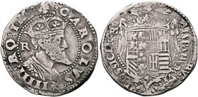 ITALY. Napoli (Regno). Carlo I di Spagna (Carlo V, Sacro Romano Impero), 1516-1554. Tari (Silver, 28 mm, 6.06 g, 6 h), Napoli (Naples) R (mint master ...