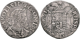 ITALY. Napoli (Regno). Carlo I di Spagna (Carlo V, Sacro Romano Impero), 1516-1554. Tari (Silver, 27 mm, 6.05 g, 11 h), Napoli (Naples) BR (mint maste...
