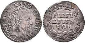 ITALY. Napoli (Regno). Filippo II di Spagna, 1554-1598. Carlino (Silver, 23 mm, 2.84 g, 8 h), Napoli (Naples), no date (1556-1567). PHILIP•REX•ANG•FR•...
