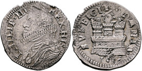 ITALY. Napoli (Regno). Filippo III di Spagna, 1598-1621. 15 Grani 1618 (Silver, 24 mm, 3.70 g, 2 h). PHILIP•III - REX•HISP Cuirassed bust of Filippo I...