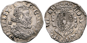 ITALY. Napoli (Regno). Filippo IV di Spagna, 1621-1665. Tari 1623 (Silver, 27 mm, 5.88 g, 4 h). PHILIPP•IIII•D•G•[1623] Crowned and cuirassed bust of ...