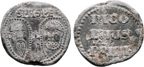 ITALY. Papal Coinage. Nicholas IV, 1288-1292. Bulla (Lead, 38 mm, 39.70 g, 12 h), Rome. SPASPE Bare heads of Sts. Paul and Peter, facing slightly righ...