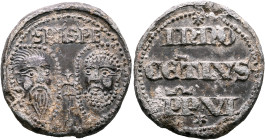 ITALY. Papal Coinage. Innocent VI, 1352-1362. Bulla (Lead, 39 mm, 46.12 g, 11 h), Rome. SPASPE Bare heads of Sts. Paul and Peter, facing slightly righ...