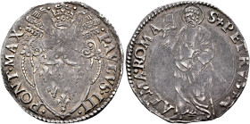 ITALY. Papal Coinage. Paul III, 1534-1549. Grosso (Silver, 23 mm, 1.66 g, 6 h), Rome, no date. •PONT•MAX• - •PAVLVS•III• Coat of arms surmounted by cr...