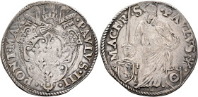 ITALY. Papal Coinage. Paul III, 1534-1549. Giulio (Silver, 27 mm, 3.11 g, 12 h), Macerata, no date (1539-1546). •PAVLVS•III• - •PONT•MAX• Coat-of-arms...