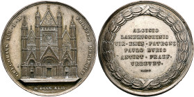 ITALY. Papal Coinage. Gregory XVI, 1831-1846. Medal 1842 (Silvered bronze, 56 mm, 96.95 g, 12 h), on the Restauration of the Duomo of Orvieto. By G. G...