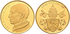 ITALY. Papal Coinage. Pius XII, 1939-1958. Medal 1958 (Gold, 25 mm, 10.50 g, 12 h), on his death. 1876 PIUS XII 1958 Draped bust of Pope Pius XII to l...