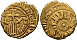 ITALY. Sicilia (Regno). Ruggero II, 1130-1154. Tari (Gold, 13 mm, 1.50 g, 11 h). Around a central pellet and circle, ‘al-malik Rujjar al-muʿtazz billā...