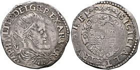 ITALY. Sicilia (Regno). Filippo II di Spagna, 1554-1598. 4 Tari 1572 (Silver, 28 mm, 5.90 g, 9 h), Napoli (Naples). 1572•PHILIPP•DEI•GR•REX•AR•VTR Cro...