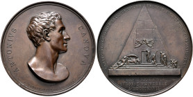 ITALY, Venezia (Venice). Medal 1827 (Bronze, 52 mm, 55.46 g, 12 h), on the artist Antonio Canova (1757-1822). By A. Fabris. ANTONIVS - CANOVA Bare bus...