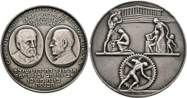 ISRAEL. Republic. 1948-present. Medal 1966 (Silver, 45 mm, 40.12 g, 12 h), on Edmond and James Rothschild. By P. Vincze, Rome. EDMOND DE ROTHSCHILD FA...