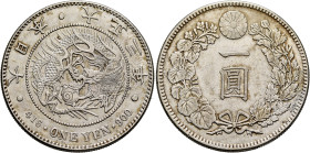 JAPAN. National coinage. Taisho Era. 1912-1926. Yen 3 = 1914 (Silver, 37 mm, 27.00 g, 12 h). 年 三 正 大 • 本 日 大 / • 416 • ONE YEN • 900 • Dragon; above, ...