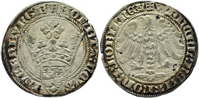 LUXEMBOURG. Wenzel II, 1383-1419. Gans (Silver, 28 mm, 3.05 g, 2 h), Luxembourg, 1384-1388. ✠ MONETA:NOVA - LVCENBURGE Large crown above small shield ...