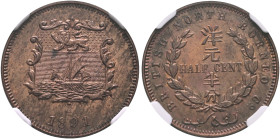 MALAY ARCHIPELAGO, Colonial. British North Borneo. Victoria, Queen of the United Kingdom and Empress of India, 1837-1901. Half Cent 1891 H (Bronze, 23...