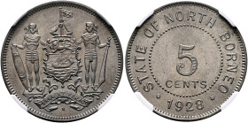 MALAY ARCHIPELAGO, Colonial. British North Borneo. George VI, King of the United Kingdom and Emperor of India, 1936-1952. 5 Cents 1928 H (Copper-Nicke...