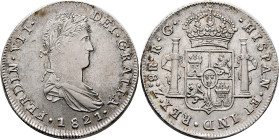 MEXICO, Colonial. Fernando VII, king of Spain, 1808-1833. 8 Reales 1821 Z (Silver, 40 mm, 26.58 g, 12 h), Royalist Coinage, Zacatecas. FERDIN•VII• - D...