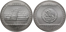 MEXICO, Republic (Second). 1867-present. 10 Pesos 1993 Mo (Silver, 65 mm, 155.50 g, 6 h), on the Pyramid of El Tajín, 5oz, Mexico City. 1993 - Mo / PI...