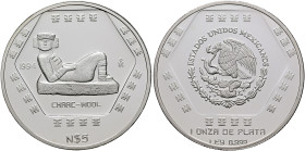 MEXICO, Republic (Second). 1867-present. 5 Pesos 1994 Mo (Silver, 40 mm, 31.10 g, 6 h), on the Chaac-Mool from Chichen Itza, Ciudad de México (Mexico ...