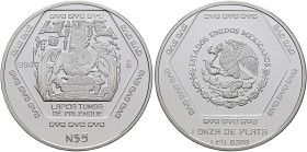 MEXICO, Republic (Second). 1867-present. 5 Pesos 1994 Mo (Silver, 40 mm, 31.10 g, 6 h), on the Lápida Tumba de Palenque from Chiapas, Ciudad de México...