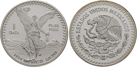 MEXICO, Republic (Second). 1867-present. Onza 1994 Mo (Silver, 36 mm, 31.10 g, 6 h), Libertad, Ciudad de México (Mexico City). 1 / ONZA - PLATA / PURA...
