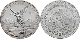 MEXICO, Republic (Second). 1867-present. Onza 1996 Mo (Silver, 40 mm, 31.10 g, 6 h), Libertad, Ciudad de México (Mexico City). 1 ONZA - PLATA PURA - 1...
