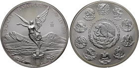 MEXICO, Republic (Second). 1867-present. 5 Onzas 1996 Mo (Silver, 65 mm, 155.50 g, 6 h), Libertad, 5oz, Ciudad de México (Mexico City). 5 ONZAS - PLAT...
