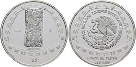 MEXICO, Republic (Second). 1867-present. 5 Pesos 1998 Mo (Silver, 40 mm, 31.10 g, 6 h), on the Jaguar from the Toltecs, Ciudad de México (Mexico City)...
