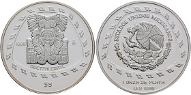 MEXICO, Republic (Second). 1867-present. 5 Pesos 1998 Mo (Silver, 40 mm, 31.10 g, 6 h), on the Quetzalcoatl from the Toltecs, Ciudad de México (Mexico...