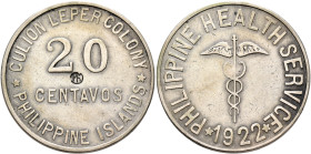 PHILIPPINES. Culion Leper Colony. 20 Centavos 1922 (Copper-Nickel, 32 mm, 10.98 g, 6 h), Manila. CULION LEPER COLONY / ✱PHILIPPINE ISLANDS ✱ mintmark ...
