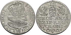 POLAND, Monarchs. Zygmunt III Waza, 1587-1632. 3 Grosze (Trojak) 1593 (Silver, 20 mm, 2.36 g, 12 h), Marienburg (Malbork). •SIGISM•III•D:G - REX•PO•M•...