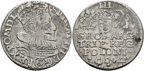 POLAND, Monarchs. Zygmunt III Waza, 1587-1632. 3 Grosze (Trojak) 1594 (Silver, 20 mm, 2.23 g, 12 h), Marienburg (Malbork). •SIGISM•III•D:G - REX PO M•...