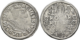 POLAND, Monarchs. Zygmunt III Waza, 1587-1632. 3 Grosze (Trojak) 1595 IF (Silver, 21 mm, 2.26 g, 7 h), Fraustadt (Wschowa). SIGI•3•D•G•REX•PO•M•DL•95 ...