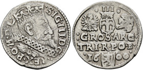 POLAND, Monarchs. Zygmunt III Waza, 1587-1632. 3 Grosze (Trojak) 1601 B (Silver, 19 mm, 2.00 g, 1 h), Bydgoszcz. •SIG•III•D - •G•[RE]X•PO•M•D•L Crowne...