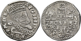 POLAND, Monarchs. Zygmunt III Waza, 1587-1632. 3 Grosze (Trojak) 1601 IF (Silver, 19 mm, 2.08 g, 4 h), Lublin. SIG•III•D•G - •REX•P•M•D•L• Crowned and...